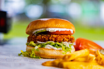 Smashed Burger mit Pommes Frites