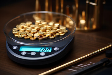 digital scales for weighing gold rings and necklaces by hand in the shop
