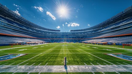 American Football Stadium Structure: A photo highlighting the structural elements of empty American football stadiums