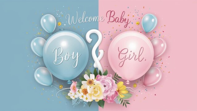 Gender Reveal Party Greeting Card Design