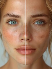 Before and after image comparing results of skin rejuvenation procedure.
