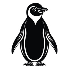 silhouette of a penguin on white