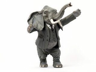 An elephant in a suit making a big announcement