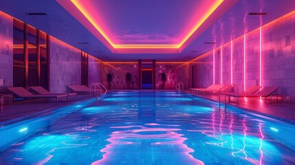 Swimming Pools Luxury Retreat: A photo showcasing an empty swimming pool in a luxury retreat