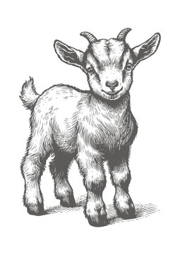 goat Vector, baby goat vector illustration, goat emblem design, baby goat vector