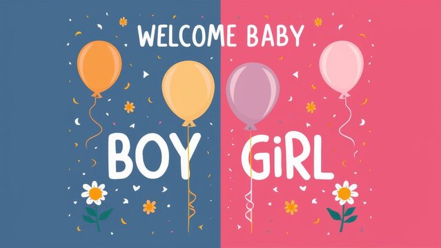 Gender Reveal Party Greeting Card Design