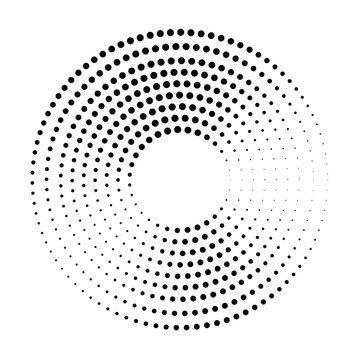 Modern abstract background, halftone dots in spiral, radial halftone dots in circle form, starburst round logo, fireworks explosion background