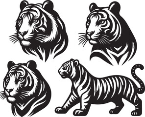 Fototapeta premium tiger bundle art ilastration