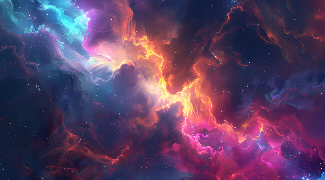 Colorful nebula, space background, colorful smoke, colorful cloud of gas and dust