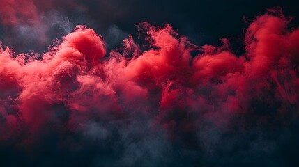 Intense Red Smoke Clouds Swirling Against a Dark Background