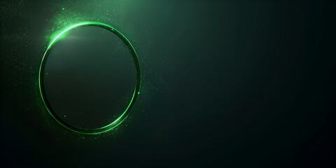 Circle Of Neon Green With Smoke On Dark Background Lens Flare Color. 
