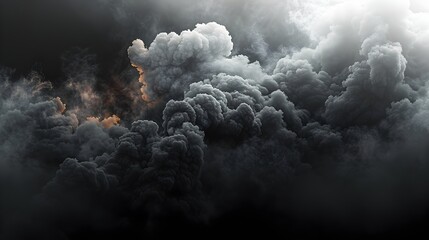 Dense Black Smoke Clouds Shrouded in Mystery An Abstract Monochrome Study
