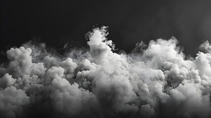 Gray Smoke Cloud Unfurls on Dark Background Monochromatic Atmospheric Study