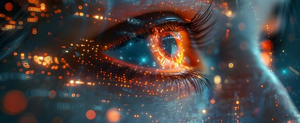 Artificial intelligence, modern, innovative technology of the future world. Characteristics of determination The overall mood should be cinematic and futuristic. It is reminiscent of themes such as sc