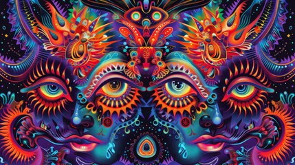 Fototapeta premium Festival event explodes in vibrant colors with lively costumes and decorations