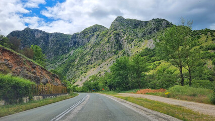 Fototapeta premium road street in louros river epirus greece, spring season