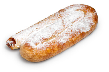 Fresh puff pastries with apple jam isolated on a white background. With clipping path for design menu