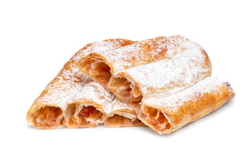 Fresh puff pastries with apple jam isolated on a white background. With clipping path for design menu