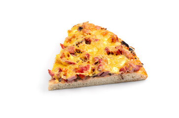 Frozen pizza on a white background. Semi-finished pizza isolated on white background. Top view.