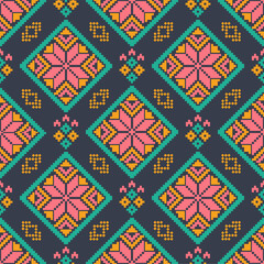 Cross-stitch fabric pattern for textile design. Clothing, background pattern. 