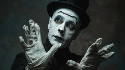 Captivating mime artist enchants with silent yet expressive performances.