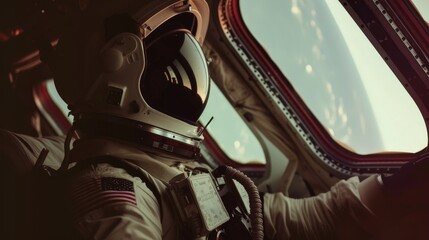 Astronaut in Space Suit Against Futuristic Backdrop