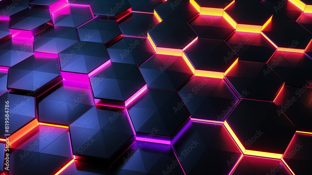 Wall mural abstract background with hexagons generative ai