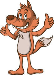 Fototapeta premium cute wolf cartoon illustration design giving two thumbs up while smiling.eps