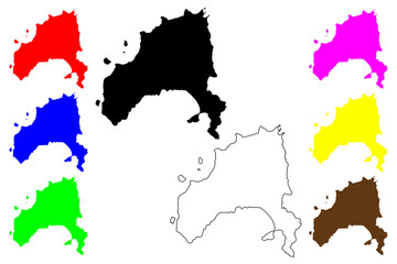 Elafonisos island (Peloponnese, Hellenic Republic, Greece, Greek island) map vector illustration, scribble sketch Elafonisos map