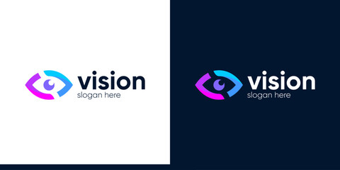 Eye tech logo design. Global vision logotype design graphic symbol icon vector.