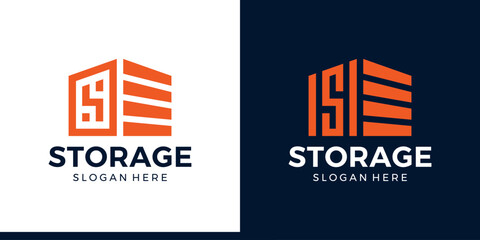 Warehouse logo design template. Initial letter S with storage building design graphic symbol icon vector.