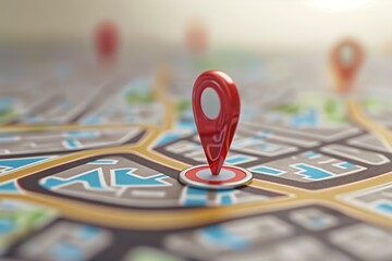 Obraz premium map with gps pin point by generative ai