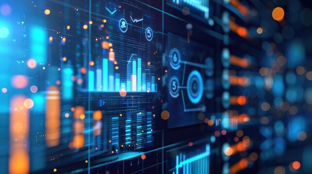 AI-driven analytics platform displaying insights copy space, intelligence theme, dynamic, composite, digital interface backdrop