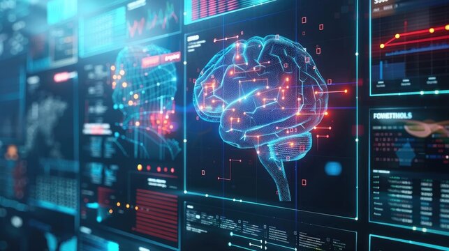 AI-driven analytics platform displaying insights copy space, intelligence theme, dynamic, composite, digital interface backdrop - Powered by Adobe