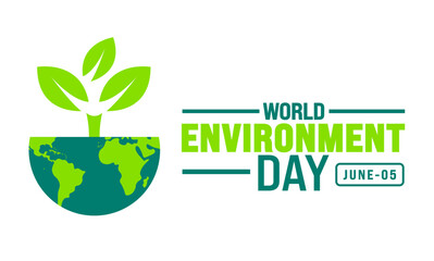 5 June is World environment day background template. Holiday concept. use to background, banner, placard, card, and poster design template with text inscription and standard color. vector illustration