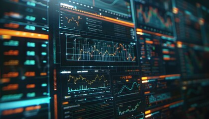 Cryptocurrency exchange interface with live trading data copy space, trading theme, vibrant, composite, computer setup backdrop