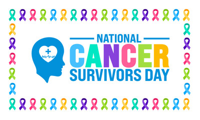 June is National cancer survivors day background template. Holiday concept. use to background, banner, placard, card, and poster design template with text inscription and standard color. vector