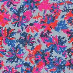 Floral brush strokes seamless pattern. Design for fashion textiles, graphics, backgrounds and crafts. Eps 10. 