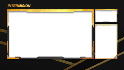 Intermission Golden Black Theme Overlay Template For Streamer Gaming Content Creator