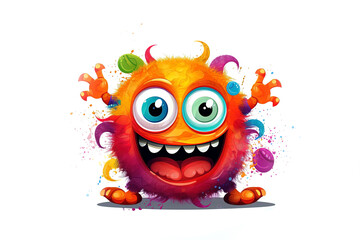 Fototapeta premium Funny monster with horns. Generative Ai