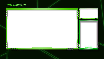 Intermission Silver Green Black Theme Overlay Template For Streamer Gaming Content Creator