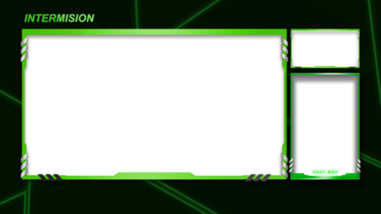 Intermission Silver Green Black Theme Overlay Template For Streamer Gaming Content Creator