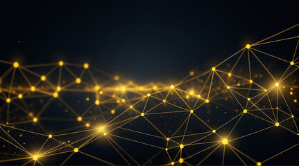abstract  yellow technology background of a quantum cyber network. Artificial neuron Generative Ai