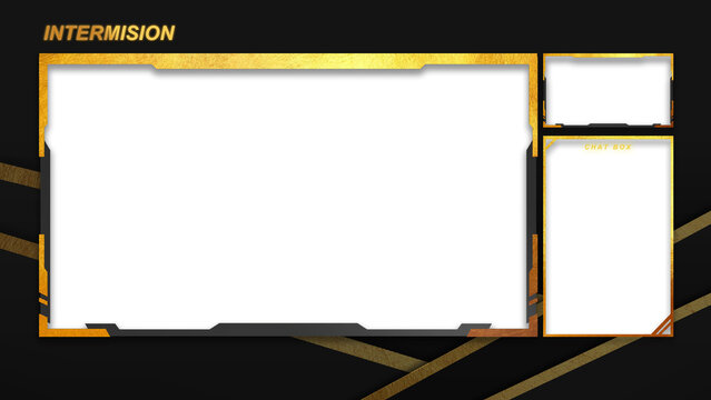Intermission Golden Black Theme Overlay Template For Streamer Gaming Content Creator