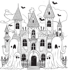 Halloween landscape kids coloring page