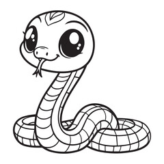 Fototapeta premium Line art of snake cartoon vector