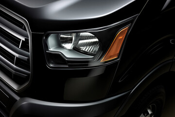 modern black car headlight closeup. Generative AI