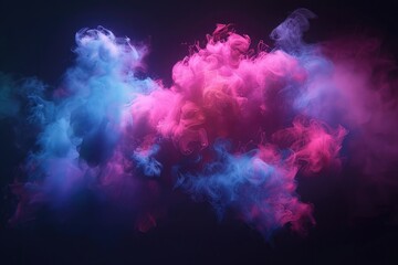 3d render of colorful smoke cloud, pink and blue color, dark background, cinema4D, hyper detailed,...
