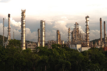 Oil refinery innovation technology station background.