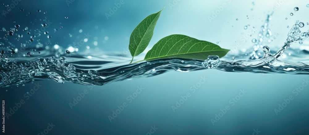 Canvas Prints Green leaf adrift, bubbly water